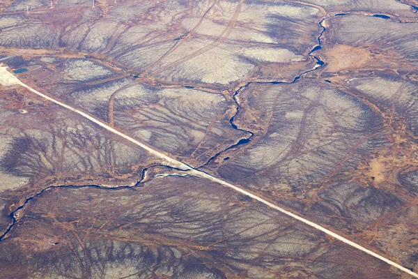 Route dans la toundra, vue de dessus — Photo