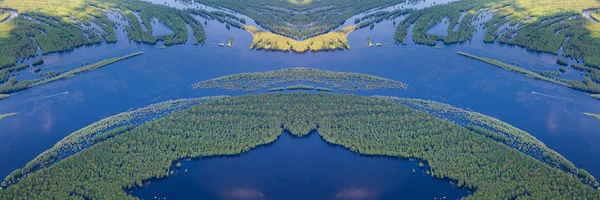 Forest river in flooding, top view — Stock Photo, Image