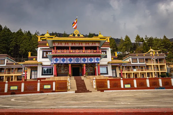 Ancient Buddhist Colorful Monastery Cloudy Sky Different Angle Day Image — Stock Photo, Image