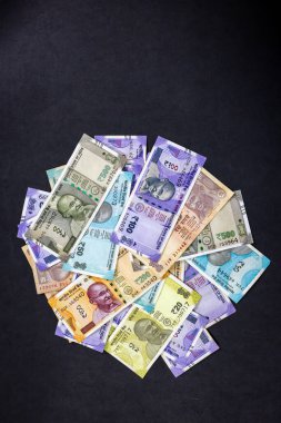 Hindistan kağıt para biriminin üst görünümü