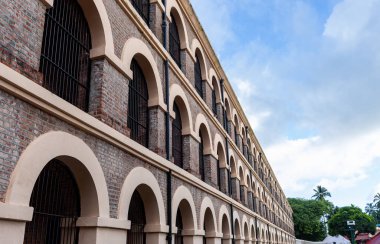 kala pani hücresel hapishane müzesi dış mimari gün boyunca benzersiz perspektif görüntüsü Hücresel (Kala Pani) cezaevi, Andaman Nicobar Adaları, Hindistan.