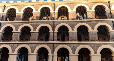 Andaman 'daki Port Blair' de ve 18 Eylül 2024 'te Hindistan' daki Nicobar Adası 'nda bulunan The Hücresel Hapishanesi' nde gündüz görüşü görüntüsü alınmıştır...