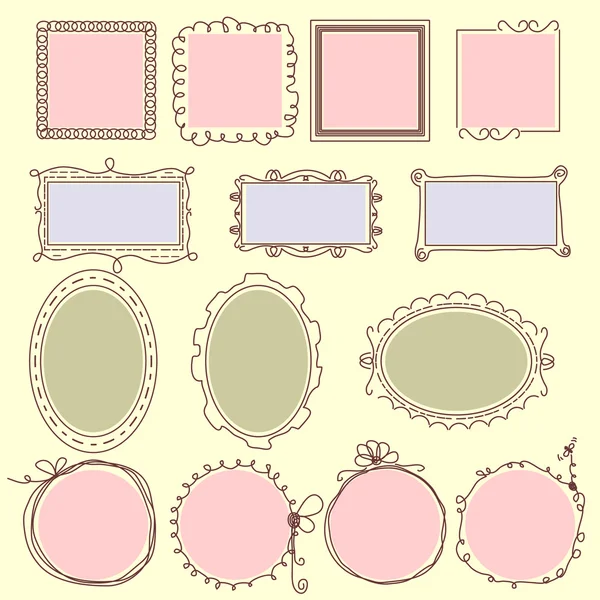 Vector hand drawn frames, lines, circle and bubble collection — Stock Vector