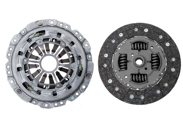 Car basket and clutch disc on white background — Stock Photo, Image