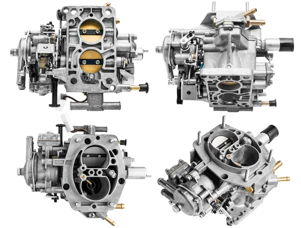 Auto Vergaser Verschiedenen Positionen Auf Weißem Hintergrund Mit Geringer Schärfentiefe — Stockfoto