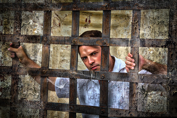 Man and vintage grille