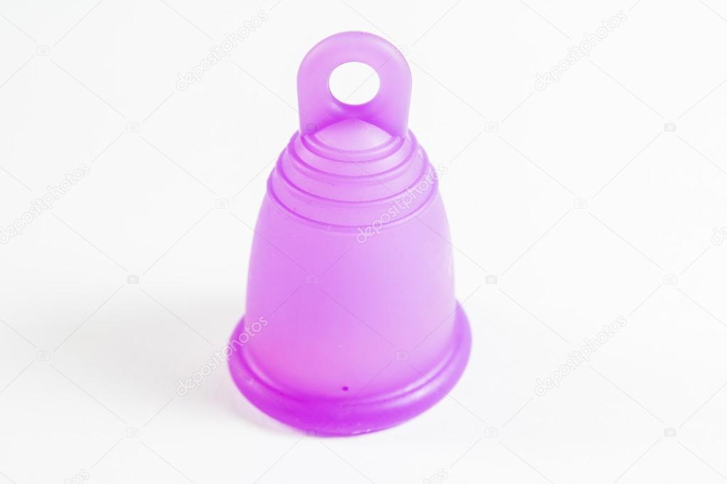 Purple silicone menstrual cup