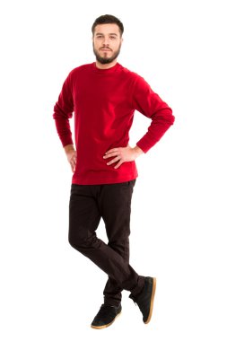 Beyaz arka plan üzerinde izole beyaz sakallı yakışıklı