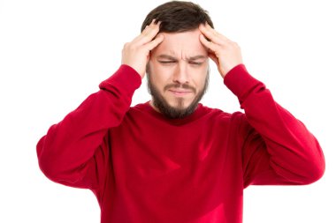 Beyaz arka plan üzerinde izole beyaz sakallı yakışıklı