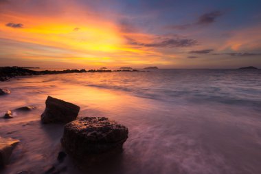 Günbatımı plaj sahne