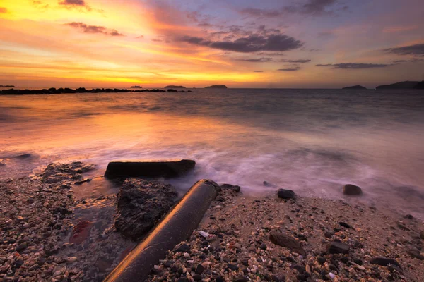 Günbatımı plaj sahne — Stok fotoğraf