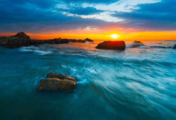 Sunset scenic over the beach in borneo