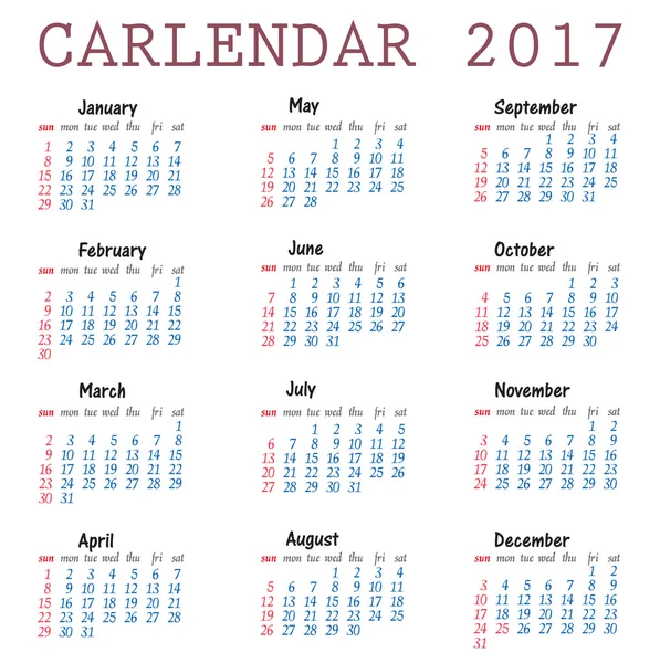 Calendario para 2017 conjunto de elementos de diseño de objetos vector — Archivo Imágenes Vectoriales