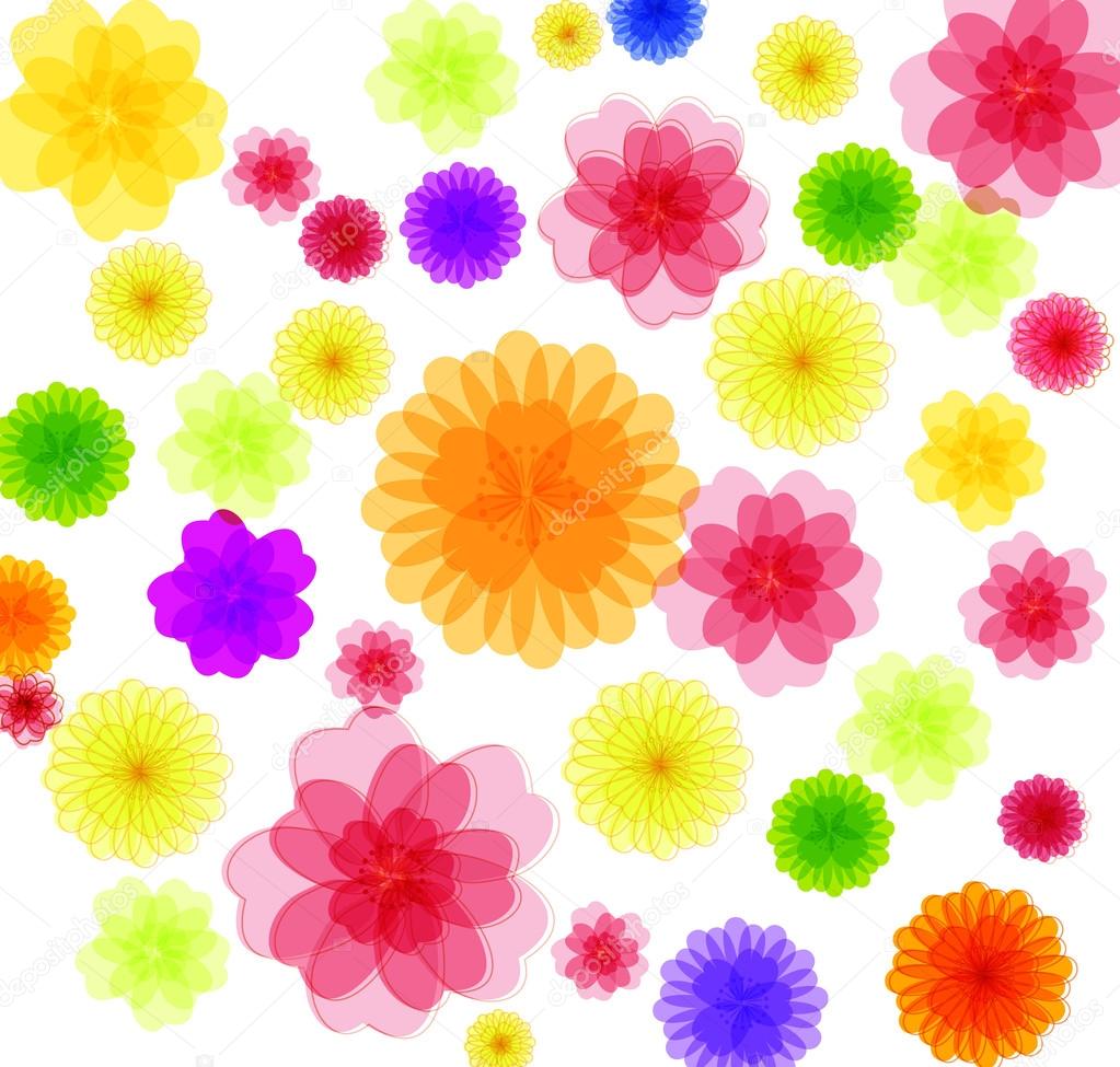 Sfondo di primavera per il disegno di illustrazione vettoriale di fiori colorati — Vettoriale Stock