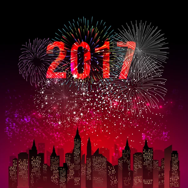 С Новым 2017 годом, фейерверки! — стоковый вектор