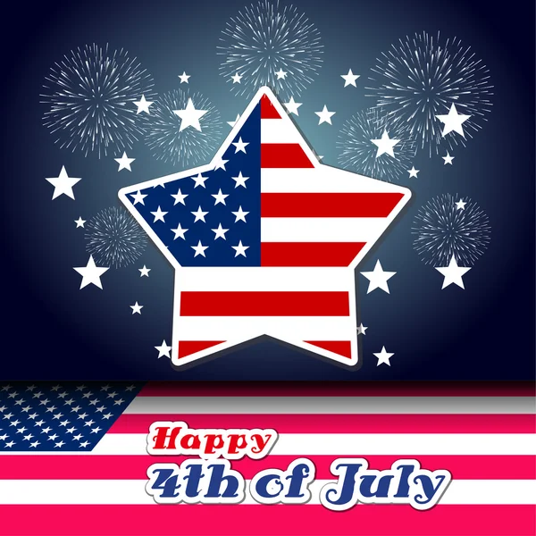 Happy 4th July independence day with fireworks background — Stock Vector