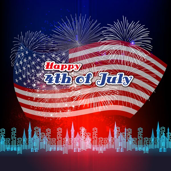 Щасливий 4 липня День незалежності з фоном феєрверків — стоковий вектор
