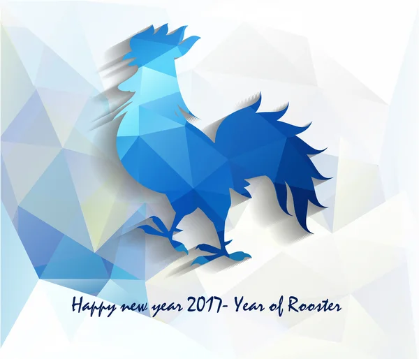 Happy New Year 2017 year of rooster with Beautiful colorful and bright polygon rooster. — Stock Vector