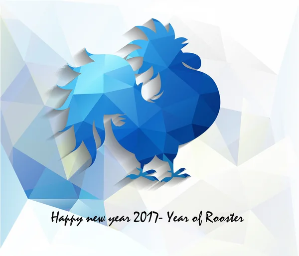 Happy New Year 2017 year of rooster with Beautiful colorful and bright polygon rooster. — Stock Vector