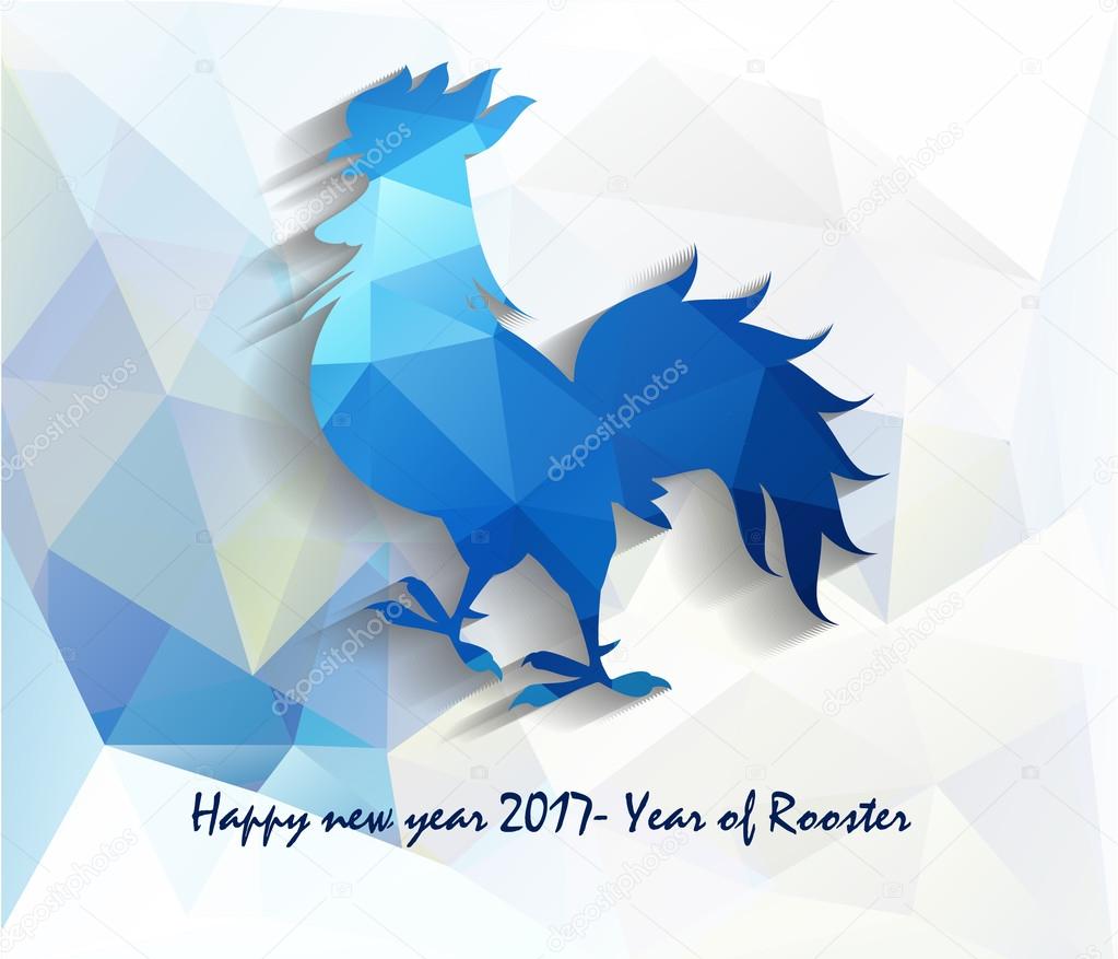 Happy New Year 2017 year of rooster with Beautiful colorful and bright polygon rooster.