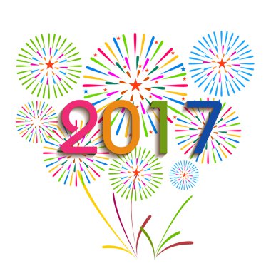 Mutlu yeni yıl 2017 havai fişek arka plan ile