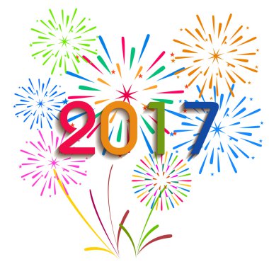 Mutlu yeni yıl 2017 havai fişek arka plan ile