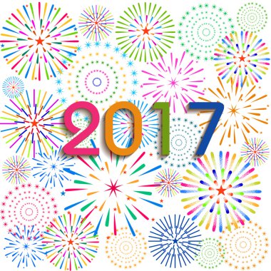 Mutlu yeni yıl 2017 havai fişek arka plan ile