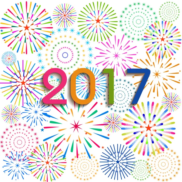 Mutlu yeni yıl 2017 havai fişek arka plan ile