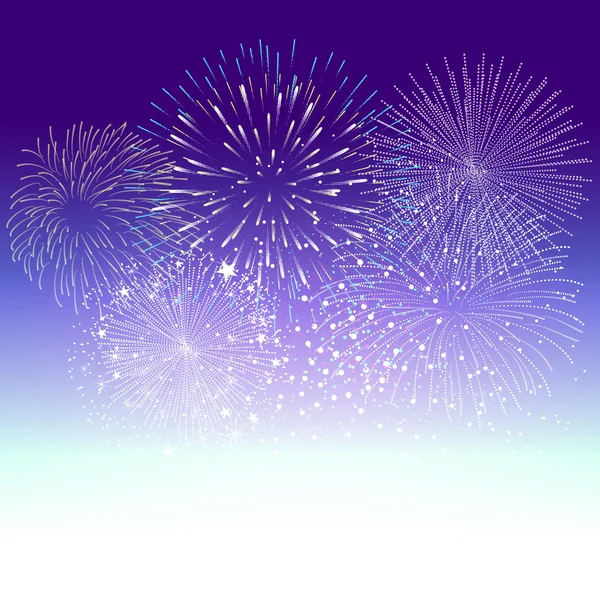 Spettacolo di fuochi d'artificio durante Anno nuovo e tutta l'illustrazione di vettore di celebrazione — Vettoriale Stock