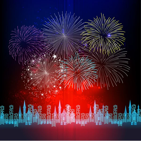 Exibição de fogos de artifício para Ano Novo e toda a ilustração de vetor de celebração — Vetor de Stock