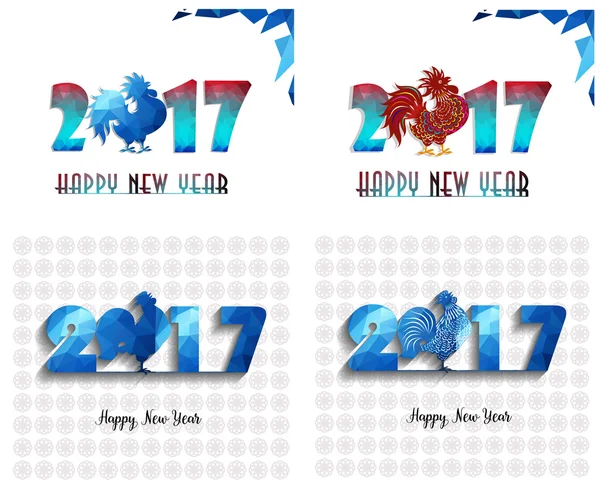 Happy New Year 2017 year of rooster collection — Stock Vector