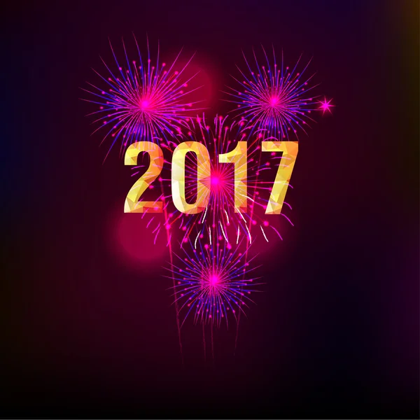 Fireworks display happy New Year 2017 — Stock Vector