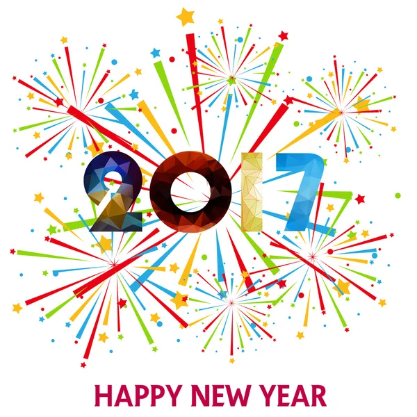 Affichage de feux d'artifice heureux Nouvel An 2017 — Image vectorielle