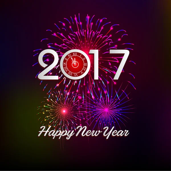 Fireworks display happy New Year 2017 — Stock Vector