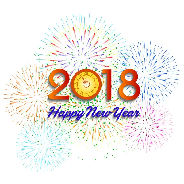 Vektor Illustration von bunten Feuerwerk. Frohes neues Jahr 2018 Thema — Stockvektor