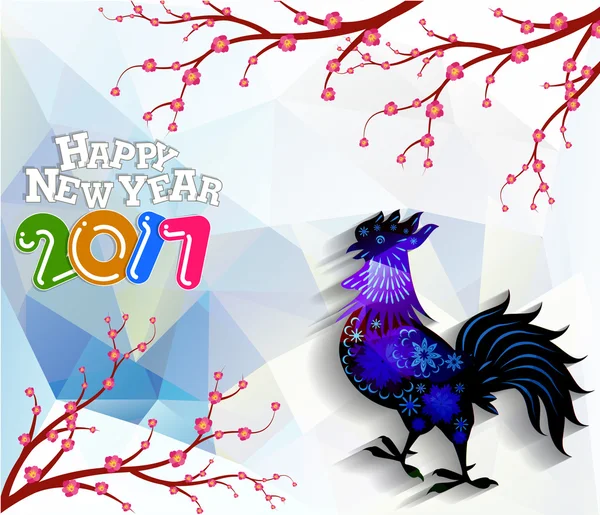 Листівки з новим роком 2017 року. Святкування китайського нового року півня. місячний новий рік — стоковий вектор