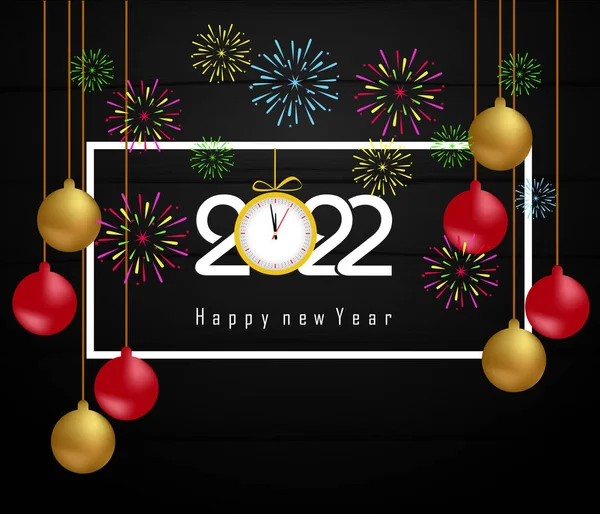 Happy New Year 2022 Lettering Holiday Vector Illustration — Stock Vector