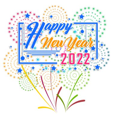 Happy New Year 2022 with fireworks bursting. backgrounds for Merry Christmas festive.