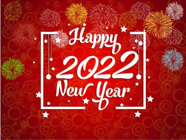 Happy New Year 2022 with fireworks bursting. backgrounds for Merry Christmas festive.