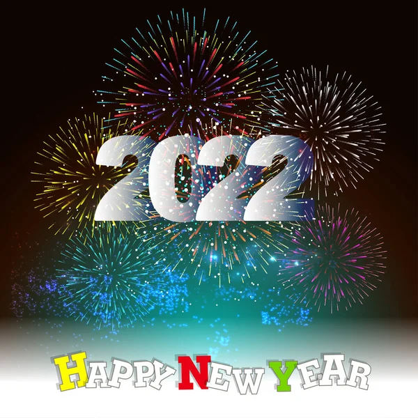 Happy New Year 2022 Fireworks Bursting Backgrounds Merry Christmas Festive — Vector de stock