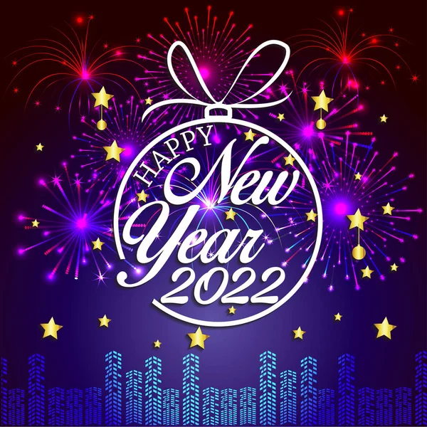 Happy New Year 2022 Fireworks Bursting Backgrounds Merry Christmas Festive — Image vectorielle