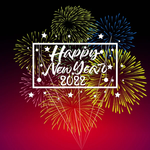 Happy New Year 2022 Fireworks Bursting Backgrounds Merry Christmas Festive — Image vectorielle