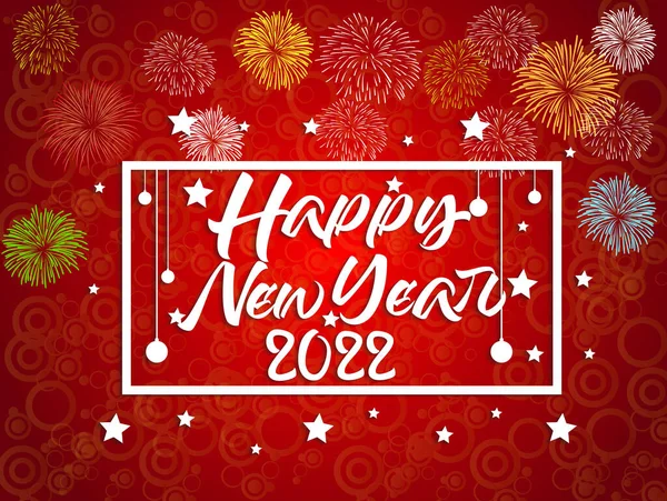 Happy New Year 2022 Fireworks Bursting Backgrounds Merry Christmas Festive — Vetor de Stock