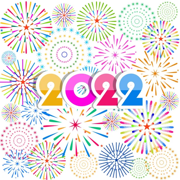 Happy New Year 2022 Fireworks Bursting Backgrounds Merry Christmas Festive — Stock Vector