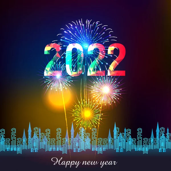 Happy New Year 2022 Fireworks Bursting Backgrounds Merry Christmas Festive —  Vetores de Stock