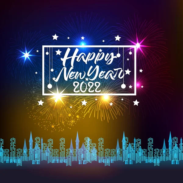 Happy New Year 2022 Fireworks Bursting Backgrounds Merry Christmas Festive — Image vectorielle