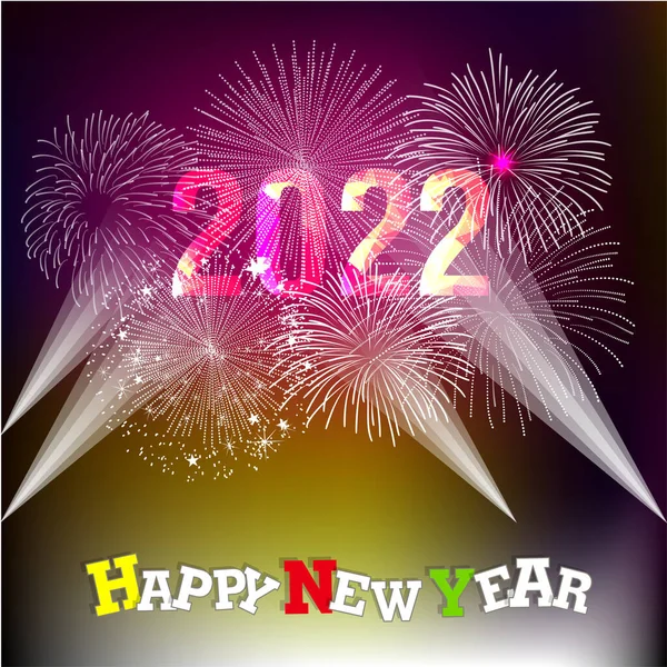 Happy New Year 2022 Fireworks Bursting Backgrounds Merry Christmas Festive — Archivo Imágenes Vectoriales