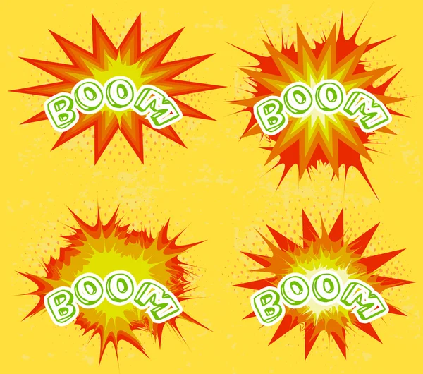 Boom! Set esplosione fumetti — Vettoriale Stock