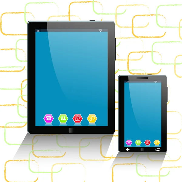 Tablet PC-computer en mobiele telefoon-sjabloon — Stockvector