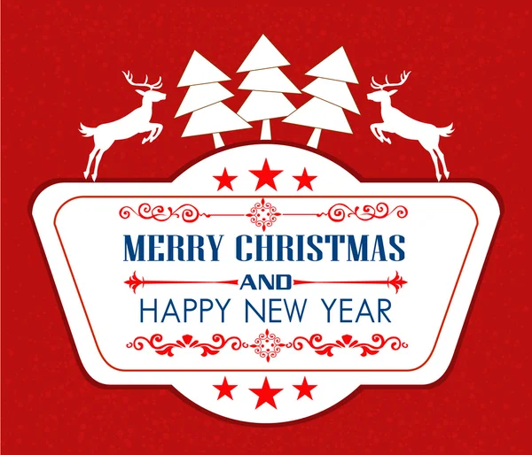 Cartão de Natal vintage com árvore e ornamentos, cartão de Natal — Vetor de Stock